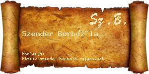 Szender Borbála névjegykártya