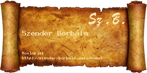Szender Borbála névjegykártya
